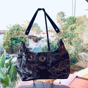 Coach Hobo Shoulder Bag Black Patent Leather Signature “C” Pattern Stitching